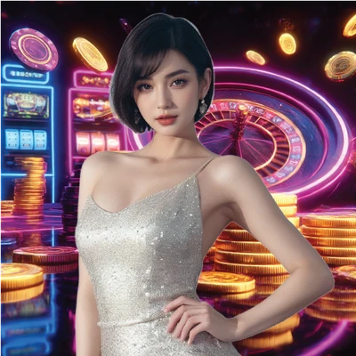 Slot machine jackpot win with flashing lights